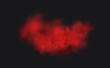 Spicy burst powder. Splashes of red pepper explosion. Overlay effect of chili or paprika spice splatters. Vector realistic illustration of hot, dried spices.