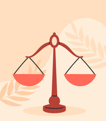 Vector illustration of scales of justice representing fairness, balance and impartiality. Illustration for Human Rights Day on December 10. Scales.