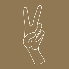 Victory and Peace sign hand flat design, victory hand gesture with two fingers up icon.The hand shows a gesture. International Peace Day.