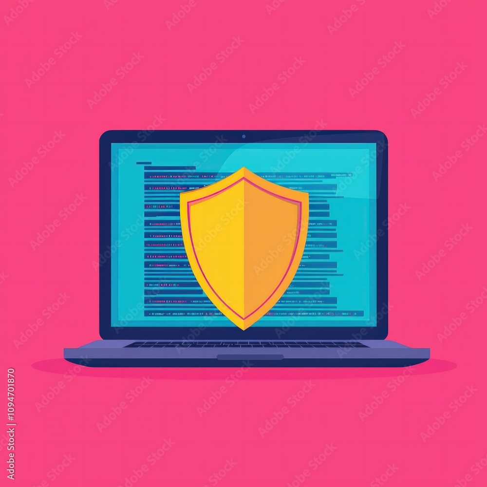 Poster cyber defense tools for data privacy laptop setup digital environment tech viewpoint innovative conc