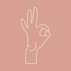 Ok hand gesture vector flat icon.Close-up hand showing okay, perfect, zero, well, good, agree sign with gesture.Communication gestures concept.