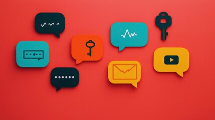 Fototapeta premium Encrypting communication chat bubbles digital space graphic design virtual environment tech perspective on data privacy