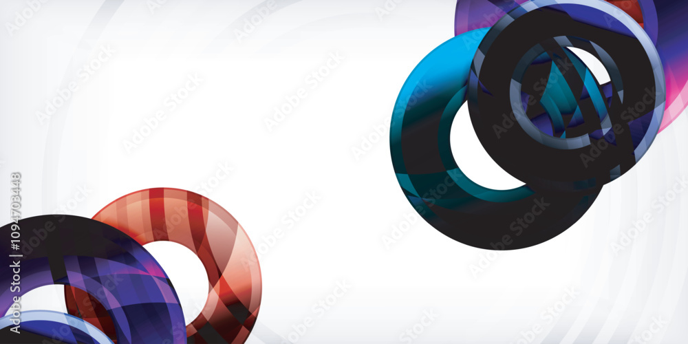 Poster Bright colorful circles with light effects. Abstract background
