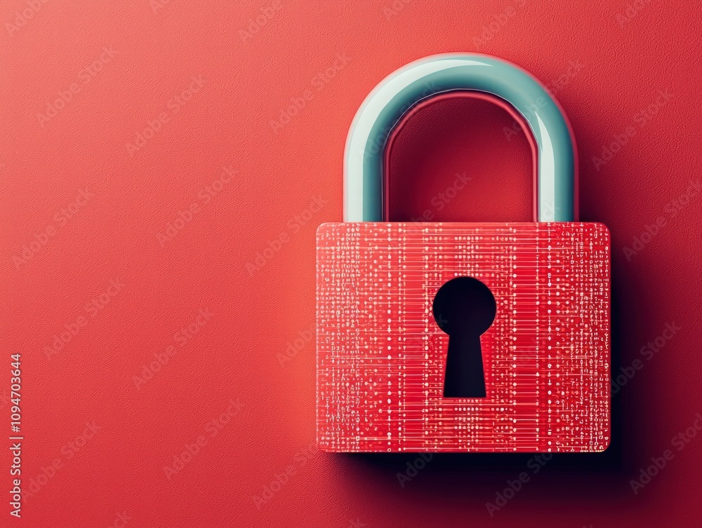 Poster future of encryption futuristic padlock and code digital landscape conceptual art security environme