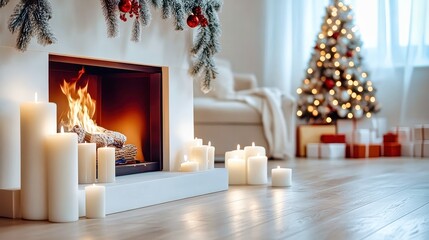 Celebrating the warmth of the holidays with glowing candles and festive decorations in a cozy setting