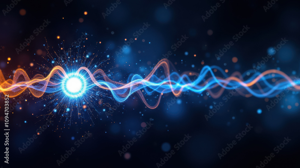 Poster abstract high-tech background with dynamic energy wave