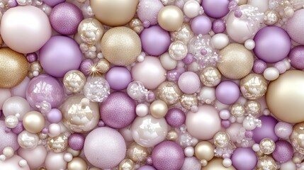 Purple and gold balloons filled with confetti shimmer against a dark backdrop, perfect for creating a celebratory and festive ambiance