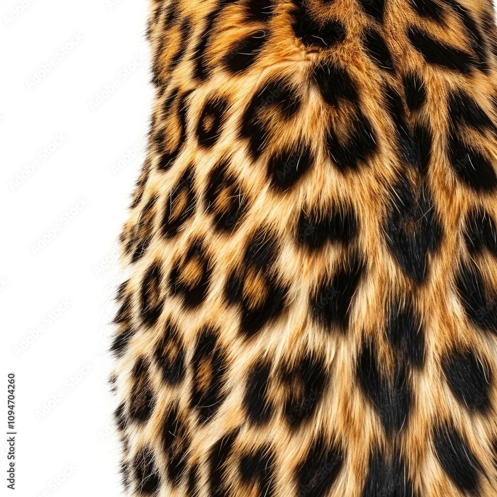 Poster leopard fur, showcasing its unique spot pattern and texture, provides a captivating close up view of