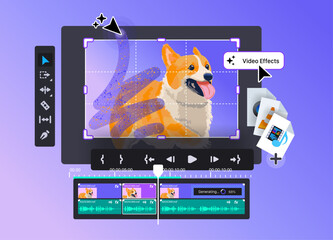 Concept of a Video Editor. Adding different formats. Vector Illustration