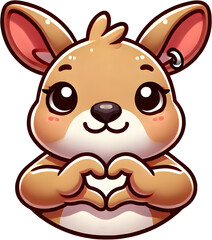 Cute kangaroo hand heart