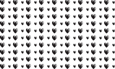 Seamless pattern of simple black hearts. for wrapping paper or fabric. Hand drawn style. Vector illustration. isolated on white background. EPS 10