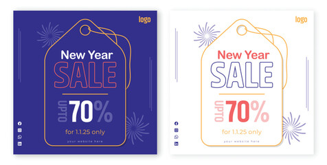 Modern New Year Sale social media post templet.