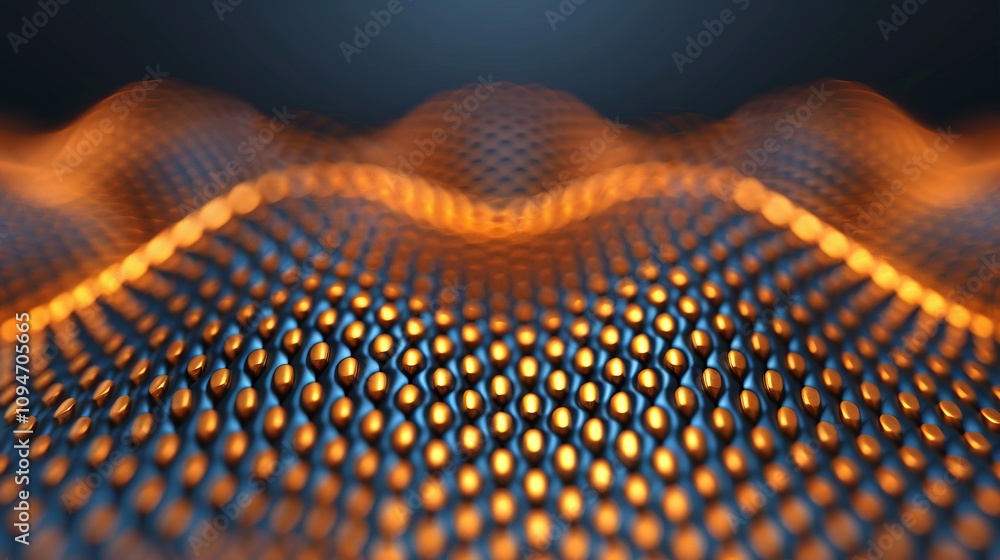 Poster abstract wave pattern with glowing elements.