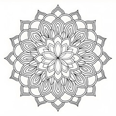 A black and white coloring page line art of a mandala 