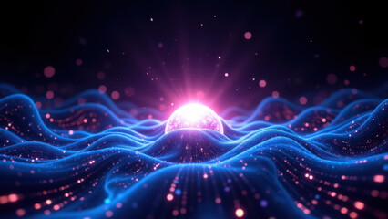 Fototapeta premium A futuristic digital nebula with a vibrant glow at its core.