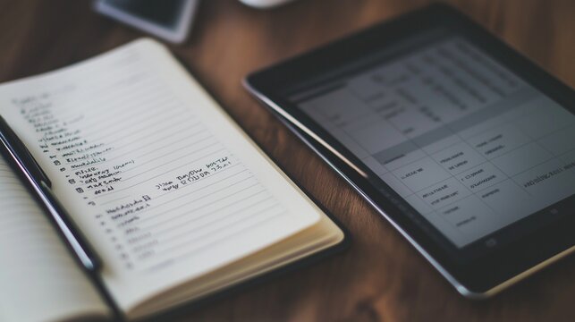 close-up shot of an open notebook with a list of business goals and ideas