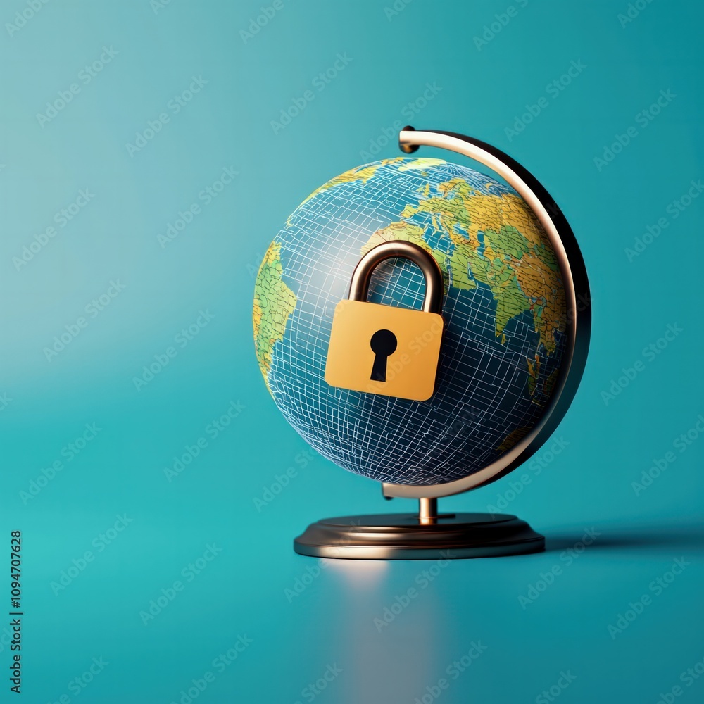 Poster securing your online journey vpn connection on a globe digital landscape infographic tech environmen