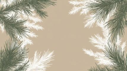 Obraz premium Rustic christmas frame with wreaths and pine branches in vector illustration