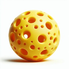 Fototapeta premium Yellow pickleball with holes on white background