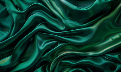 Obraz premium A sumptuous silk texture in emerald green and gold, offering a refined and luxurious visual appeal