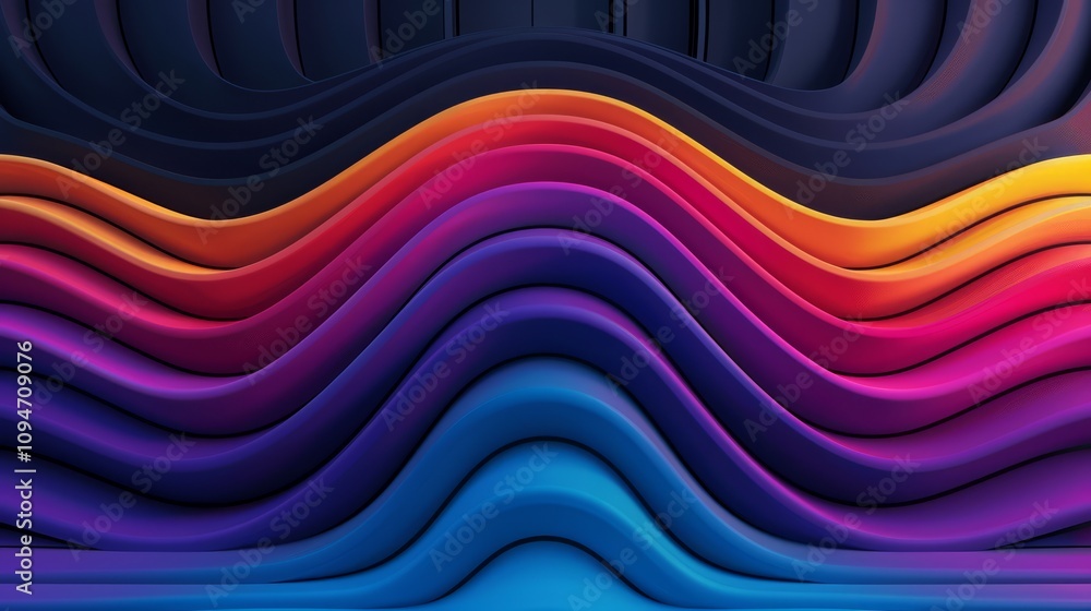 Aufkleber abstract waves in vibrant colors creating depth.