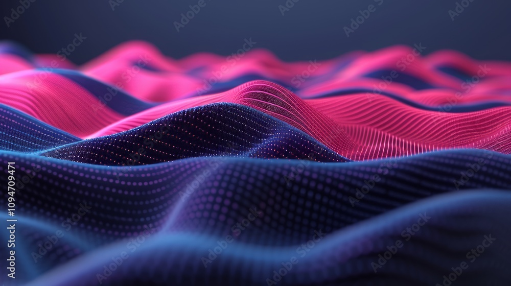 Poster abstract waves in vibrant colors, representing data flow.