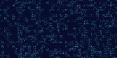 Abstract background chaotic size blue pixels and rectangles. Rectangle mosaic design. Vector Illustration.