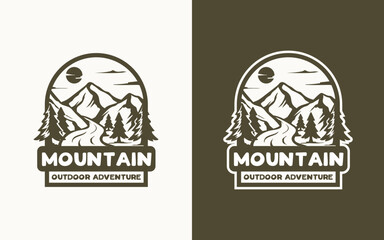 Vintage Mountain Adventure Hand drawn Logo