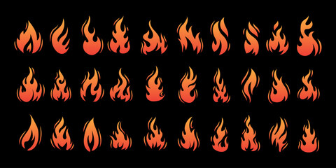 set of fire flame vector design