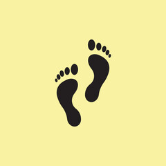 Human footprint track icon vector illustration on yellow background