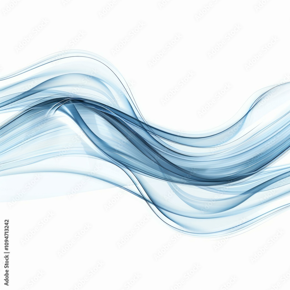 Aufkleber smooth blue wave lines forming an abstract design element on white background