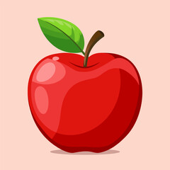 Simple Red Apple Design. Fruit Vector Illustration