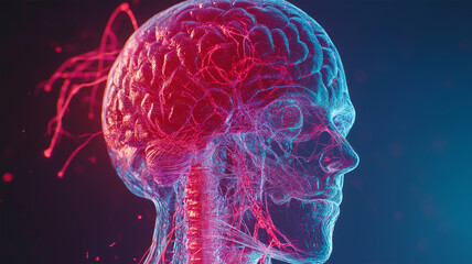 人間の脳と神経系の3D医療イラストレーション
