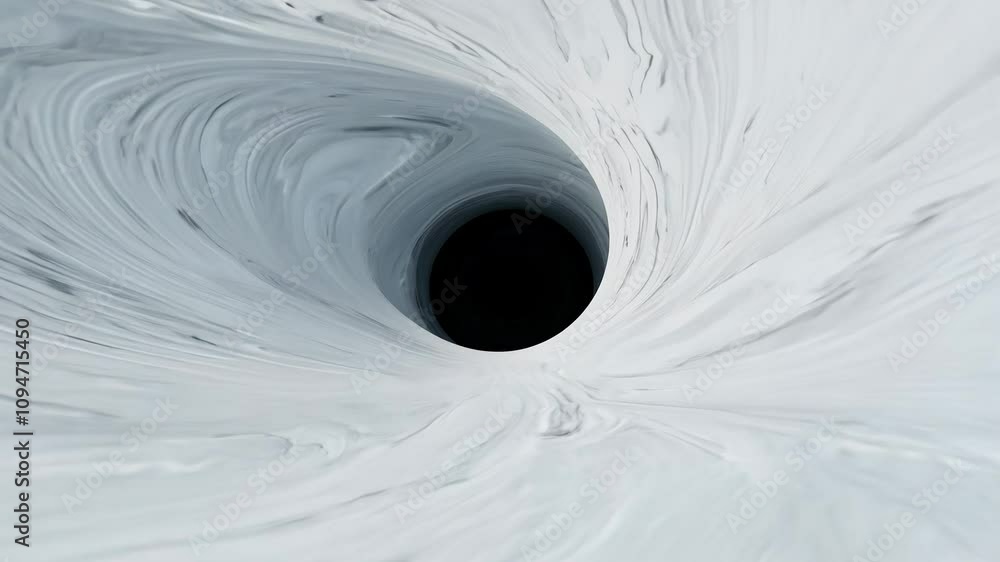 Aufkleber camera zooms out from a central point as a black hole appears, its gravitational pull distorting and