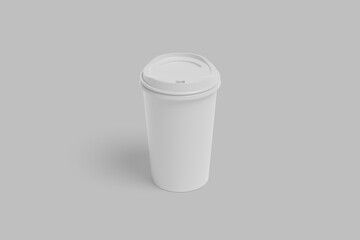 Coffee paper cup isolated on light grey background for mockup