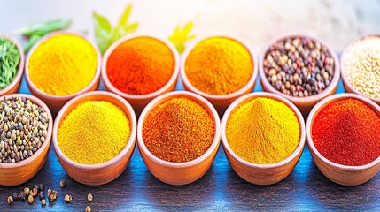 Exploring vibrant spice varieties and their culinary uses kitchen food photography natural light culinary artistry