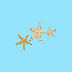 Starfish vector illustration on blue background. Underwater elements