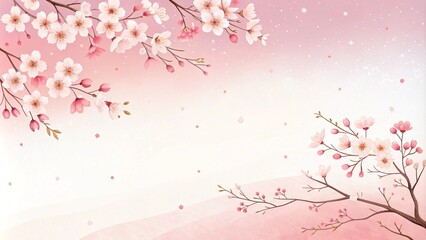 Fototapeta premium Cherry blossoms with soft pink gradient background for elegant design
