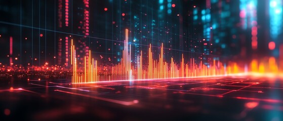 Financial business graph with bars and trend lines on a white background, 3D rendering, showing business performance and financial analysis