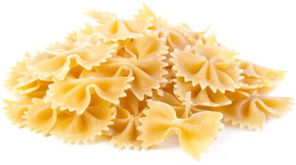Farfalle Pasta Isolated on White Background - A Captivating Display of Culinary Delight. The Graceful Farfalle Pasta, with Its Distinctive Bow - like Shape, Standing Alone Against the Purity of White.