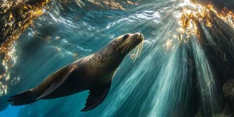 A California sea lion basks in the sun in Baja California.