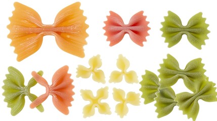Farfalle Pasta Isolated on White Background - A Captivating Display of Culinary Delight. The Graceful Farfalle Pasta, with Its Distinctive Bow - like Shape, Standing Alone Against the Purity of White.