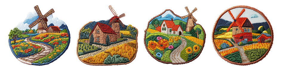 Scenic Vintage Landscape Embroidery Collection
