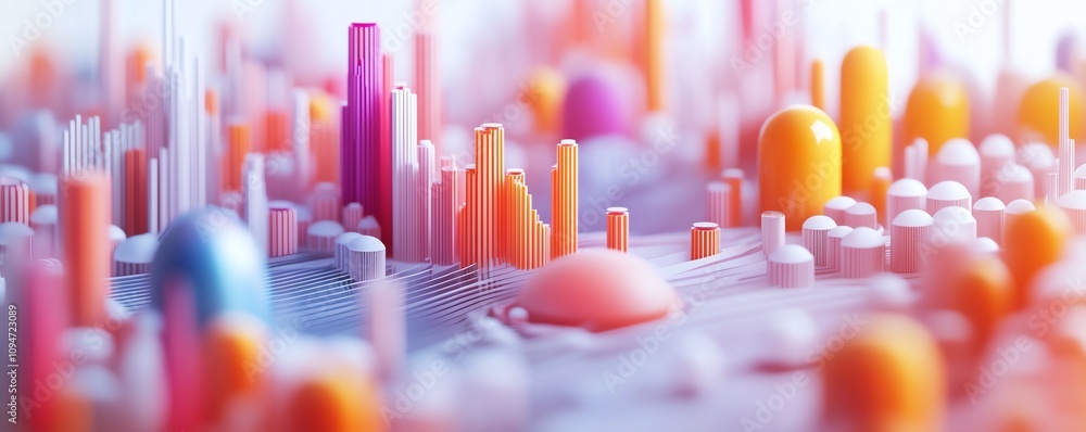 Poster 3d rendering of financial charts and graphs with a clean layout on a white background, business anal