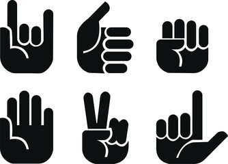 Obraz premium Set of Silhouette hand icon vector clipart