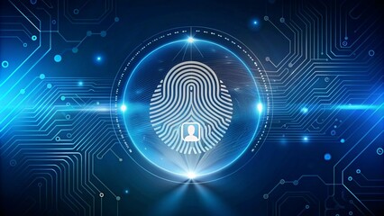 Digital security with fingerprint lock icon in futuristic abstract pattern