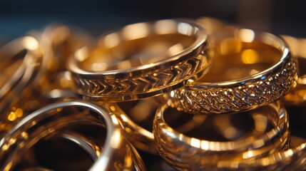Golden Rings Closeup - Exquisite Jewelry Details