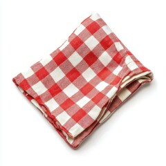 Folded checkered napkin isolated on white background