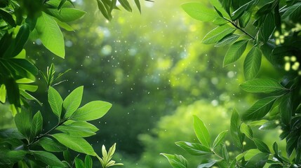 Obraz premium Lush Green Foliage in Bright Forest Ambience