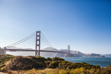 Panoramic view of Golden Gate bridge on a sunny day , San Francisco , USA